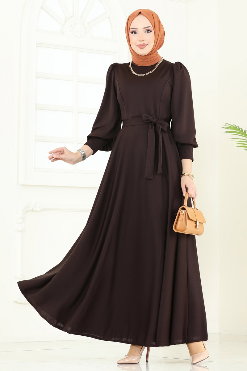 Kemerli Tesettür Elbise 4539ALG474