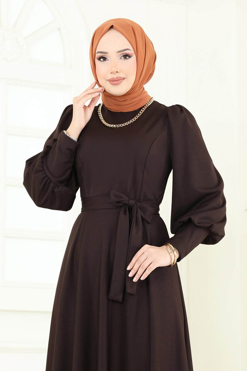 Kemerli Tesettür Elbise 4539ALG474 görsel 4