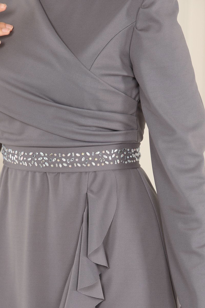 Beli Taşlı Abiye Elbise 2497ASMK1074 görsel 6