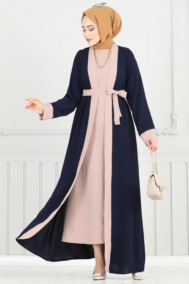 Beli Kuşaklı Abaya Takım 0339BG354