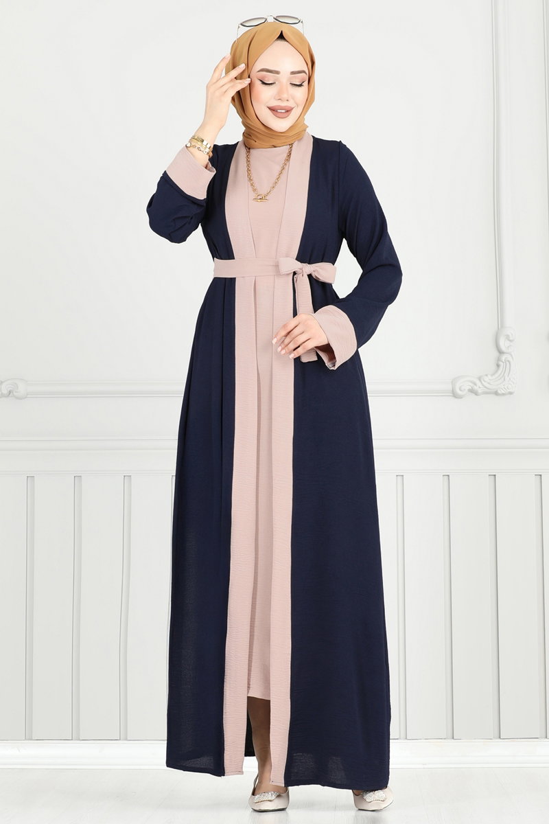 Beli Kuşaklı Abaya Takım 0339BG354 görsel 3