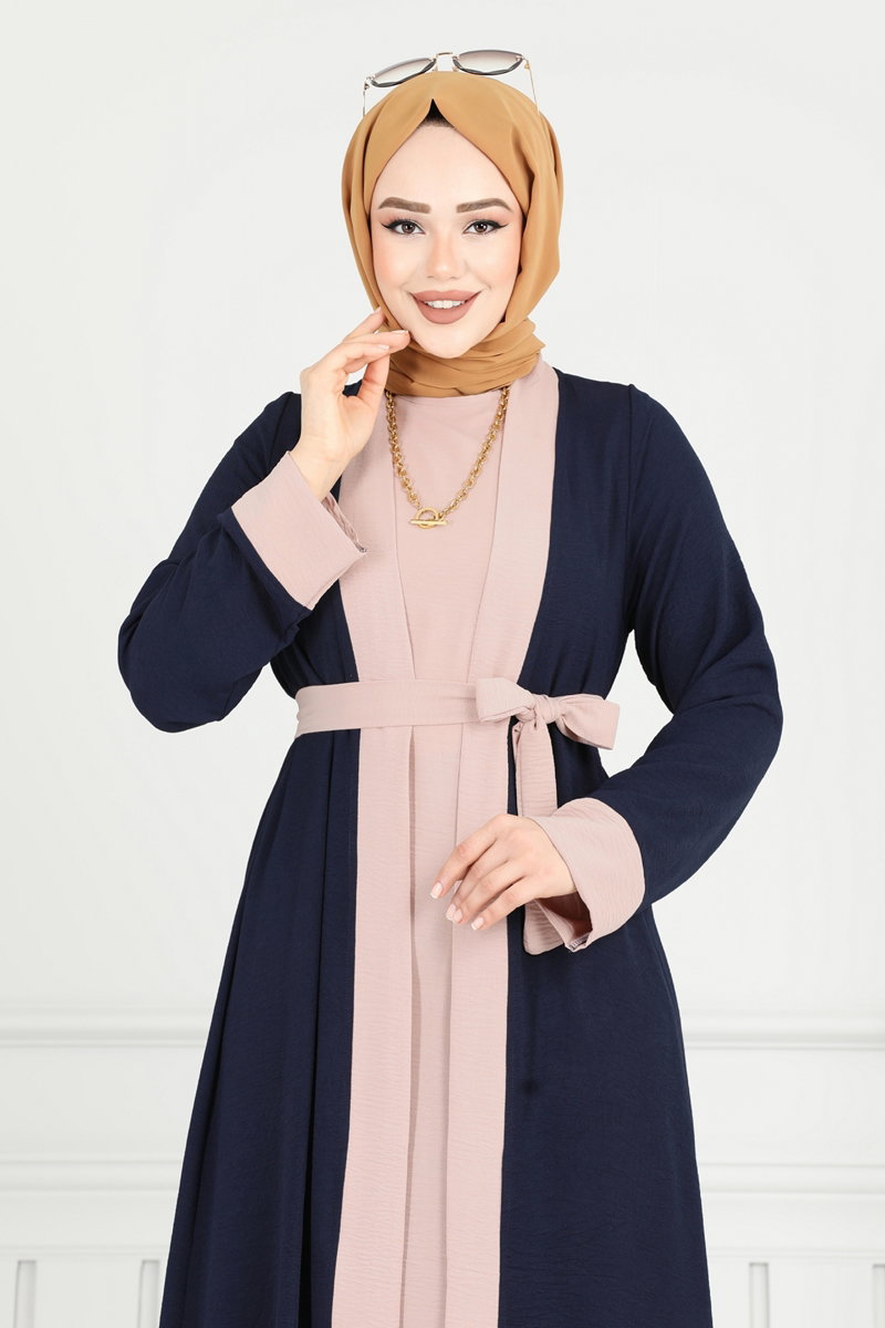 Beli Kuşaklı Abaya Takım 0339BG354 görsel 4