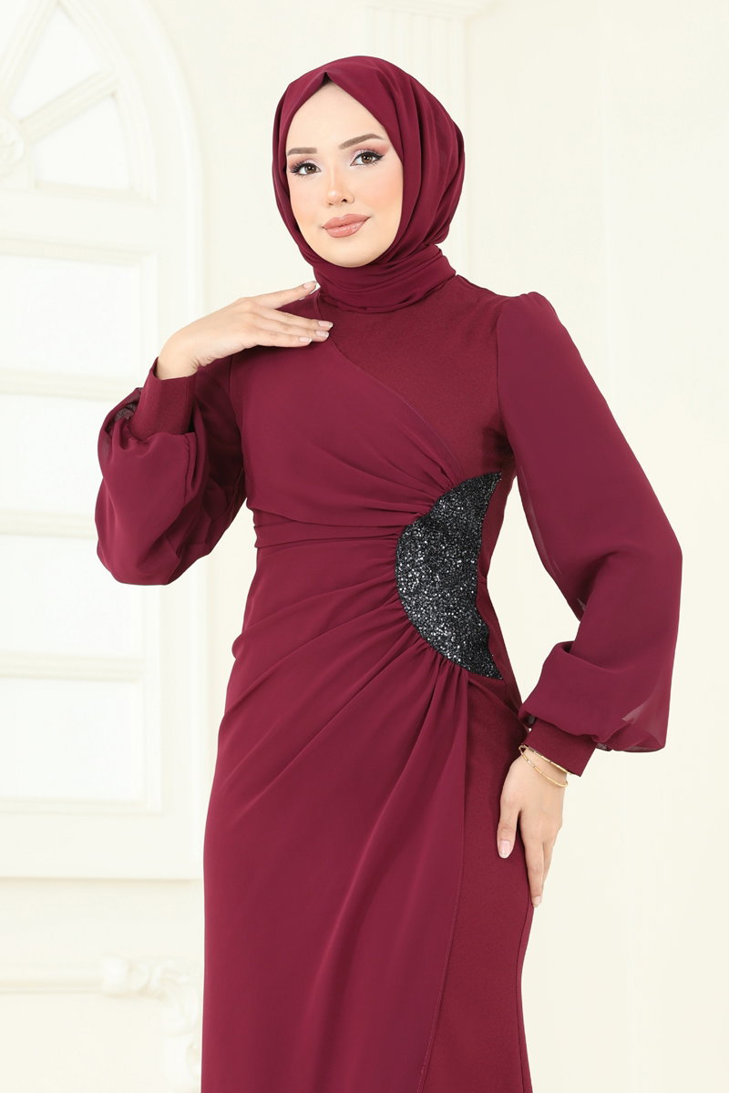 Pul Payetli Abiye Elbise 2770ASMK1074 görsel 3