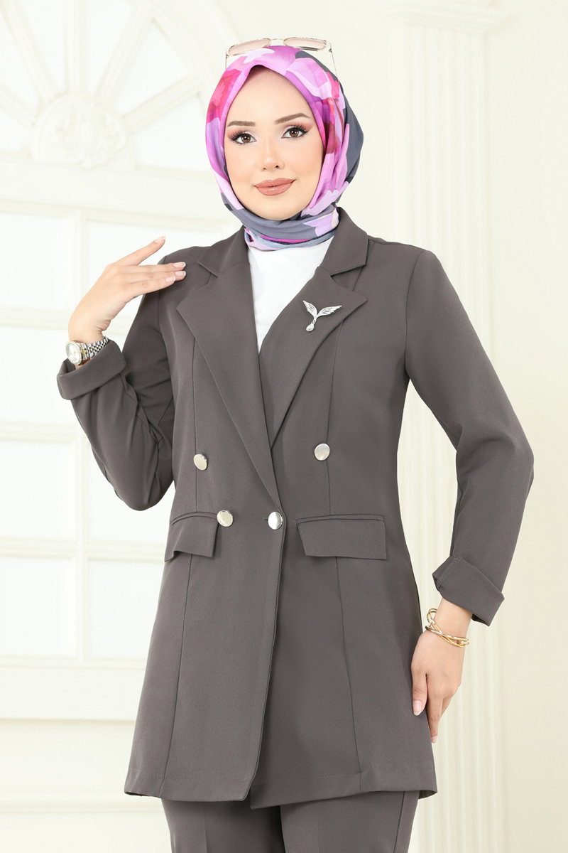 Kruvaze Yaka Ceket Takım 8021TRT545 görsel 4