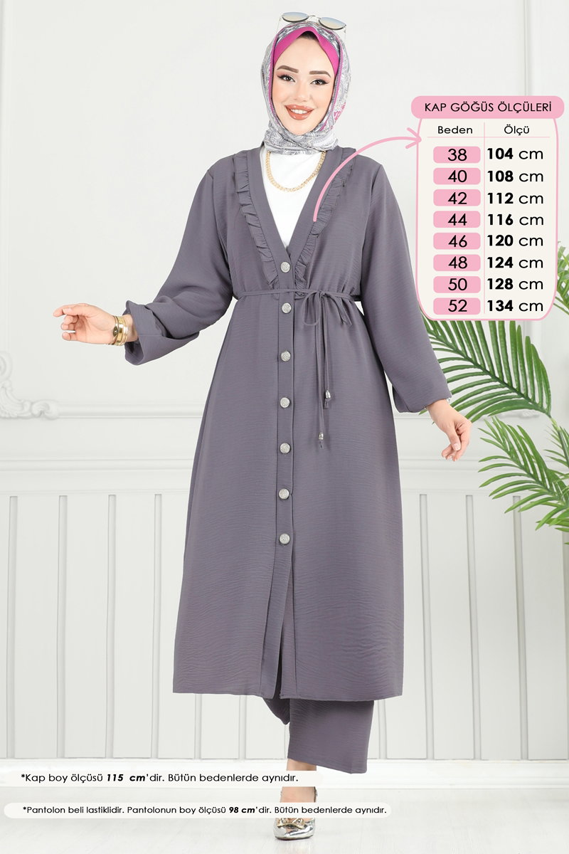 Önü Fırfır Detay Tesettür Takım 023MR1078 görsel 3