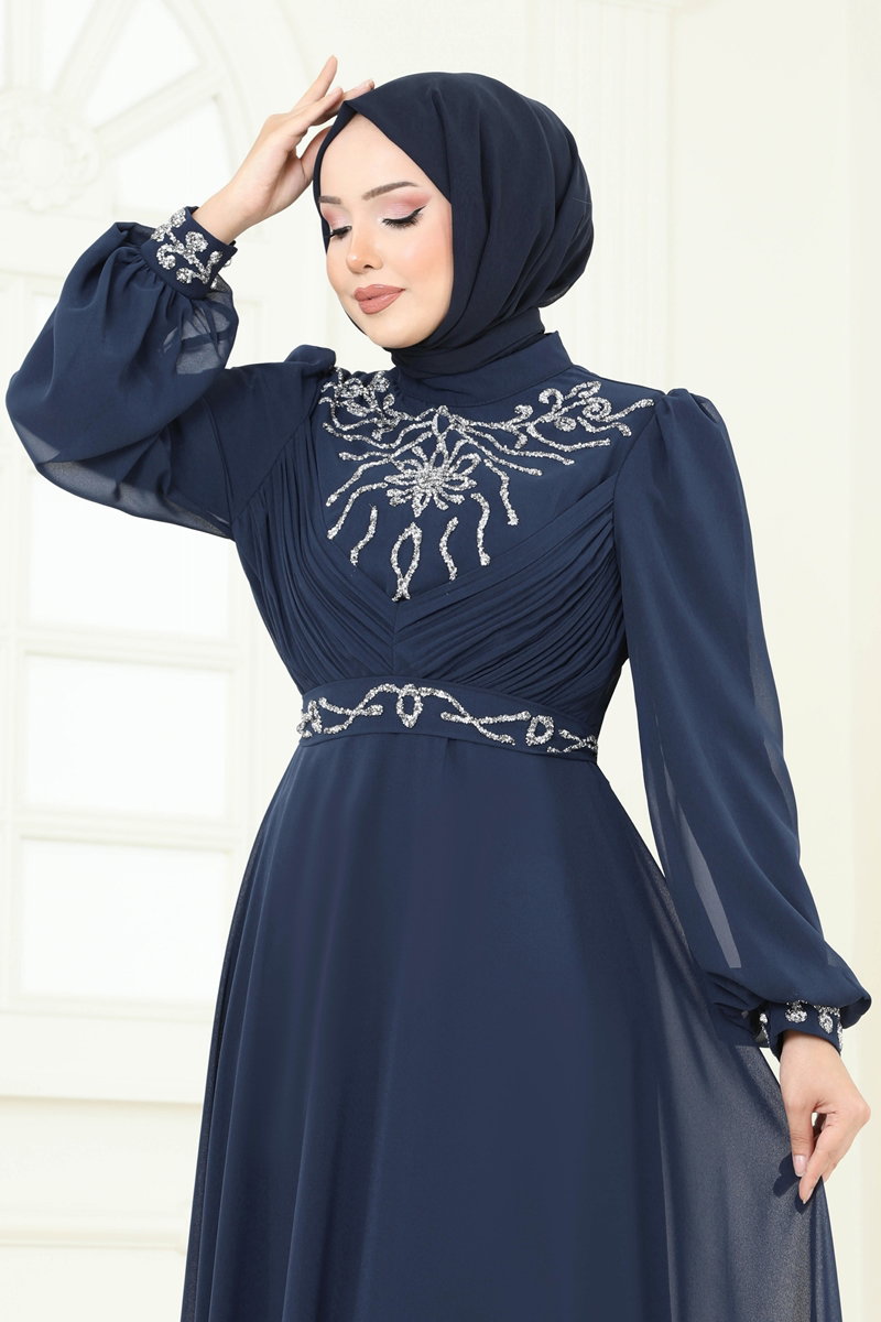 Taşlı Şifon Abiye 8010AB368 görsel 4
