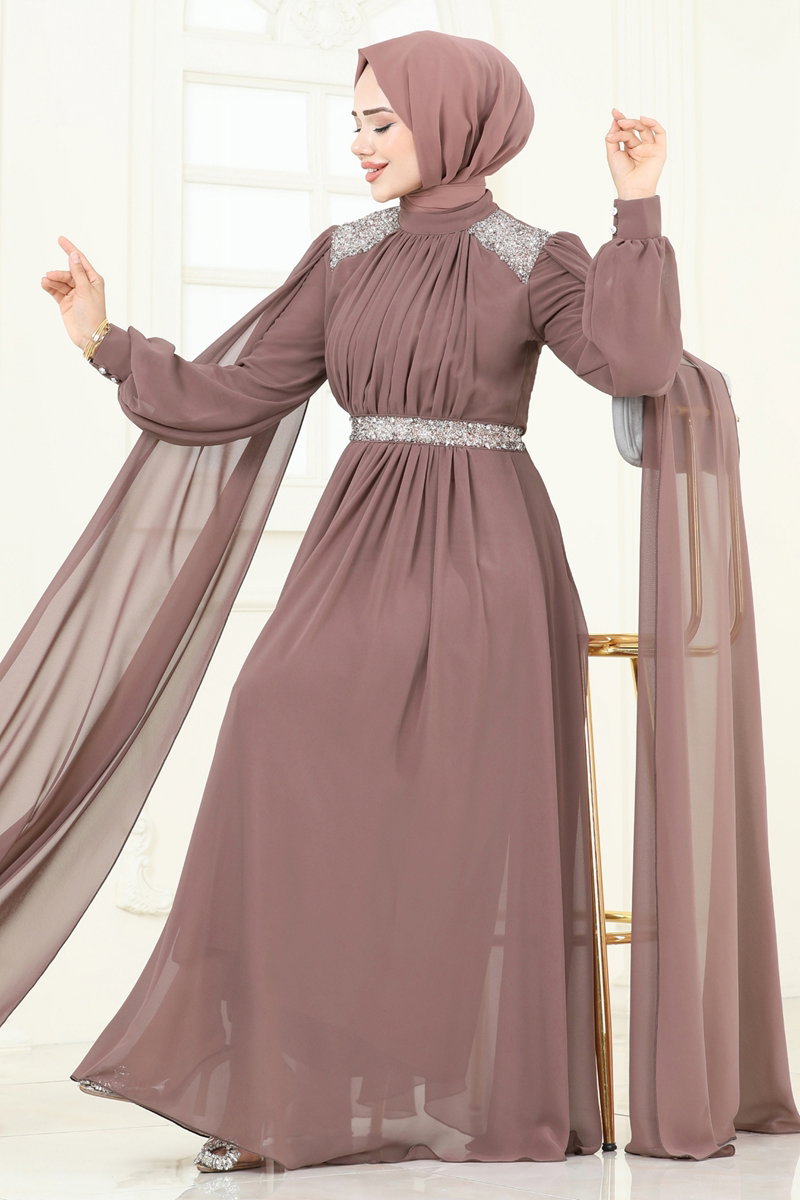 Pelerinli Şifon Abiye 7101AB368