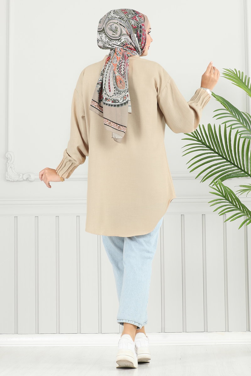 Pilise Detay Keten Tunik 4033TEG847 görsel 5