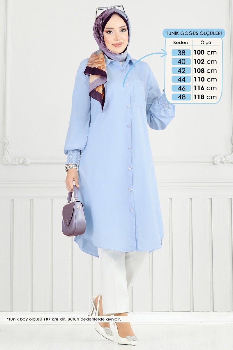 Manşeti Lastikli Tesettür Tunik 282ASN888 görsel 3