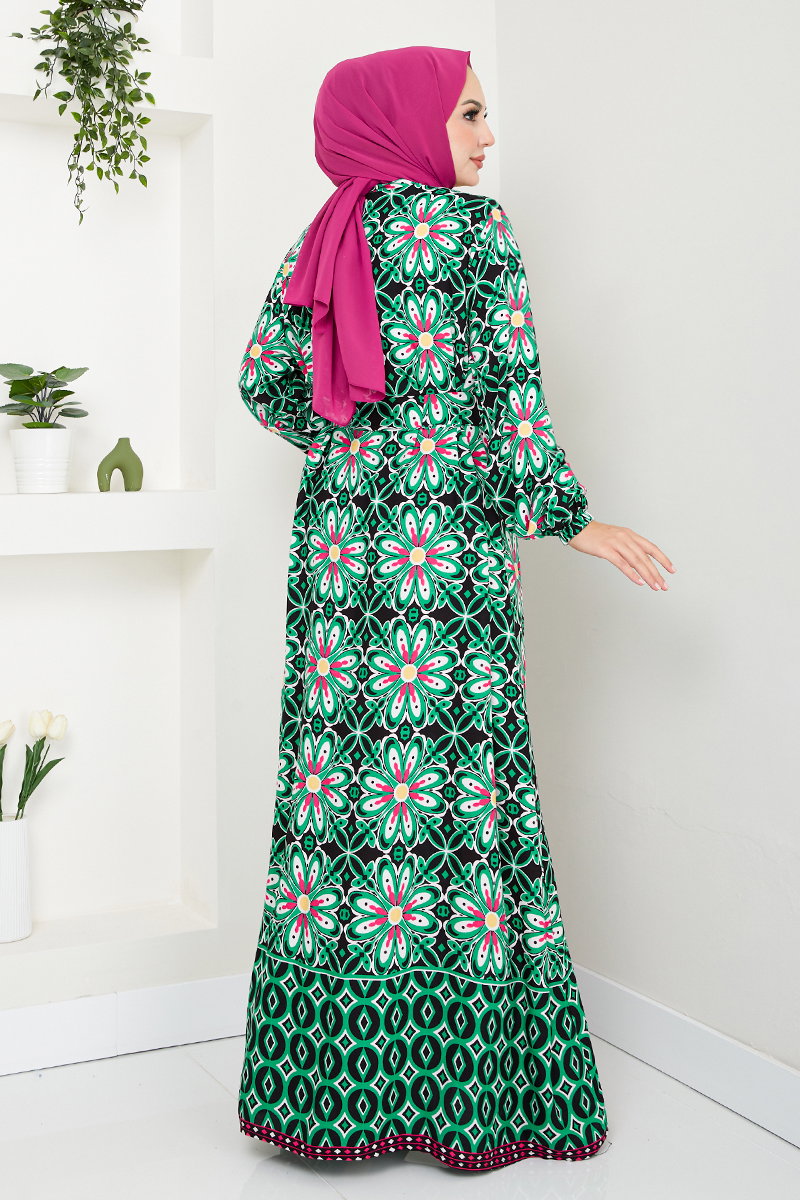 Çiçek Desenli Elbise 2475HBS932-M görsel 5