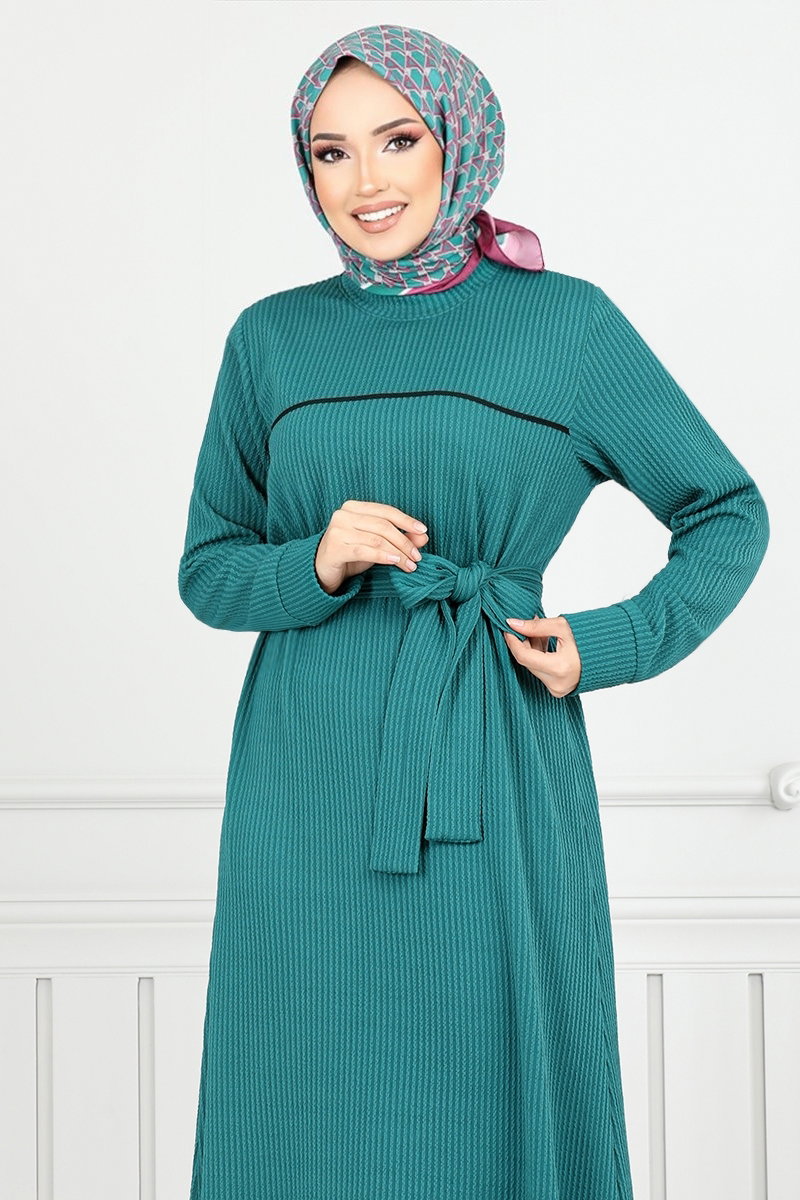 Biye Detaylı Kışlık Elbise 4025PM1063-M görsel 3
