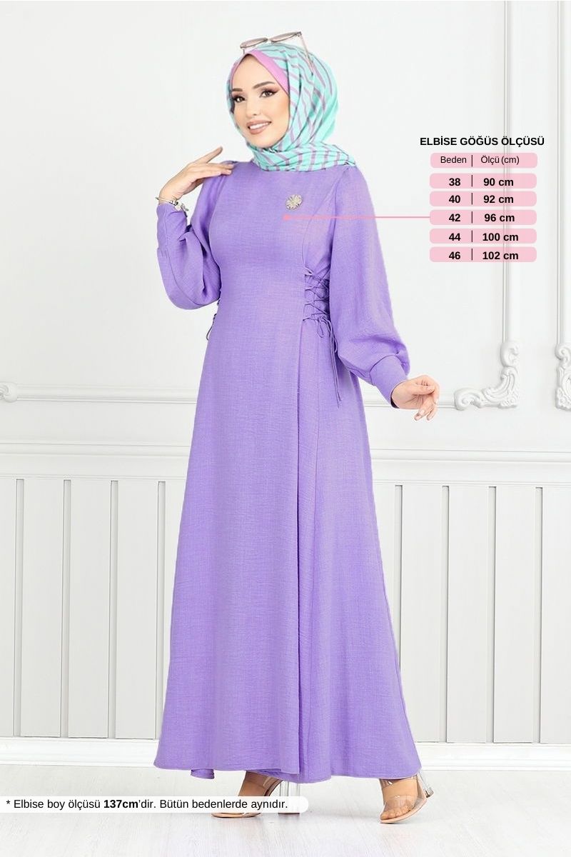 Bağcık Detaylı Elbise 15962BSK984-M