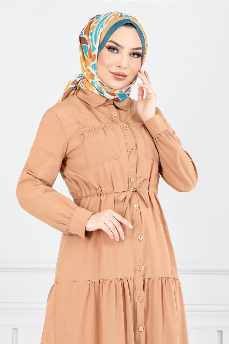 Beli Tünelli Tesettür Elbise 225ASN936-M görsel 3