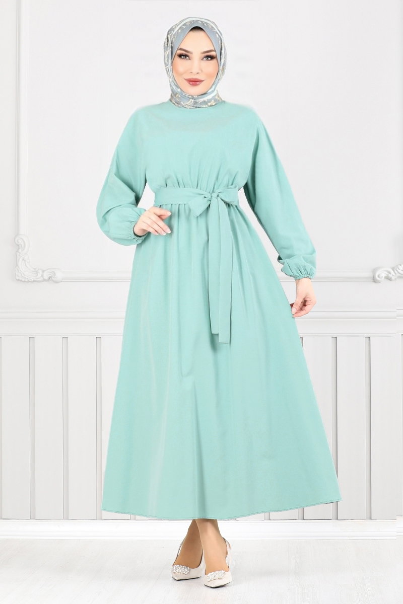 Beli Lastikli Elbise 012MR1077-M görsel 5