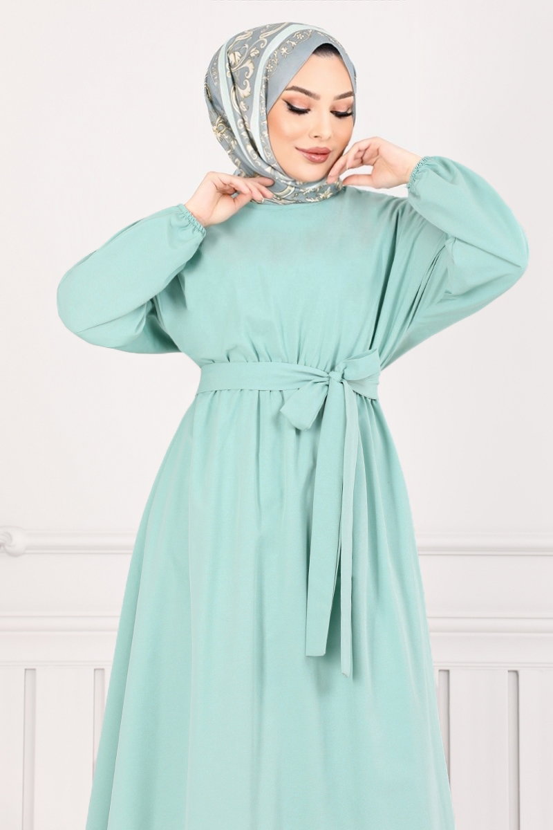 Beli Lastikli Elbise 012MR1077-M görsel 3