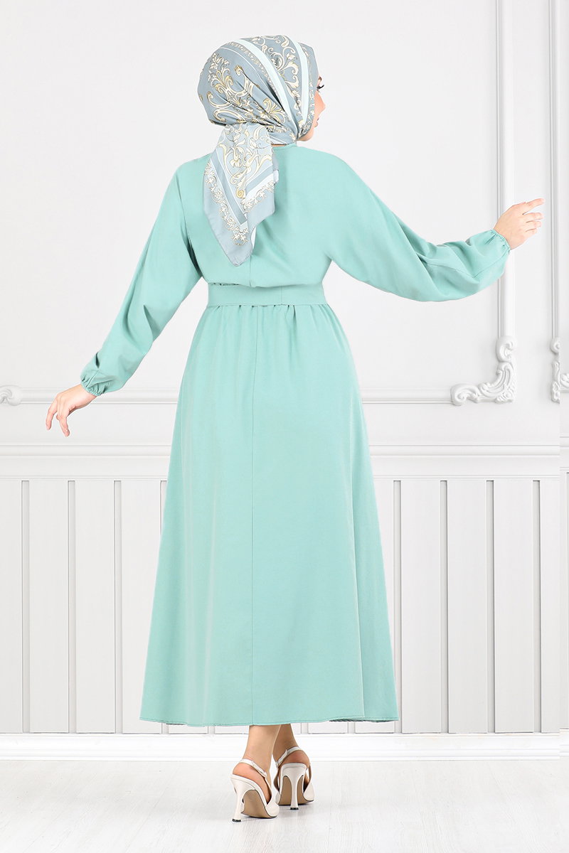 Beli Lastikli Elbise 012MR1077-M görsel 4