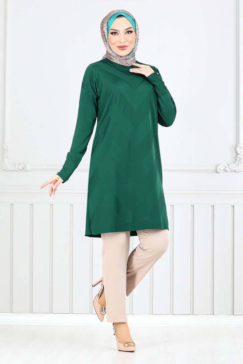 Zikzak Desenli Triko Tunik 5005KLN1035-M görsel 5