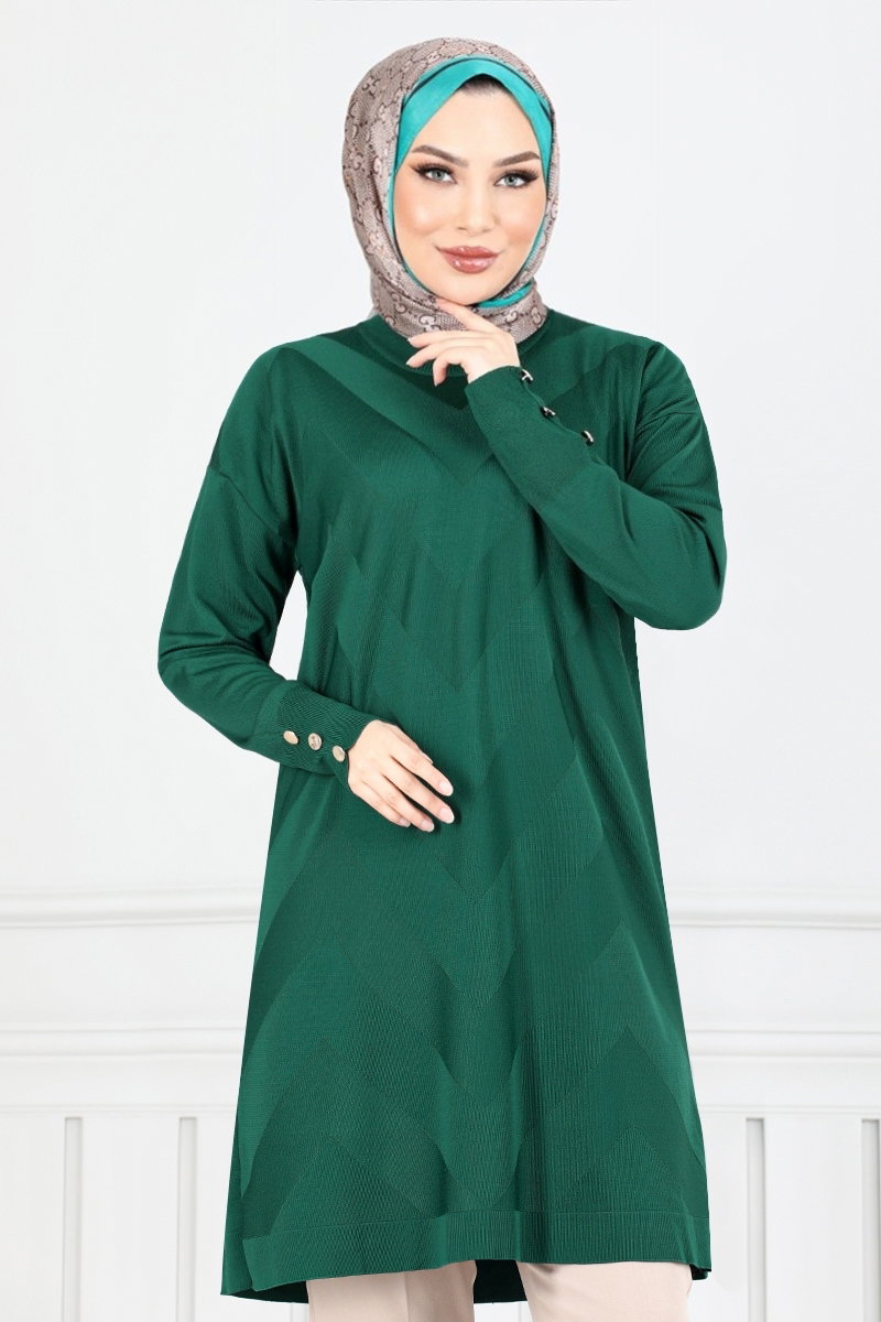 Zikzak Desenli Triko Tunik 5005KLN1035-M görsel 3