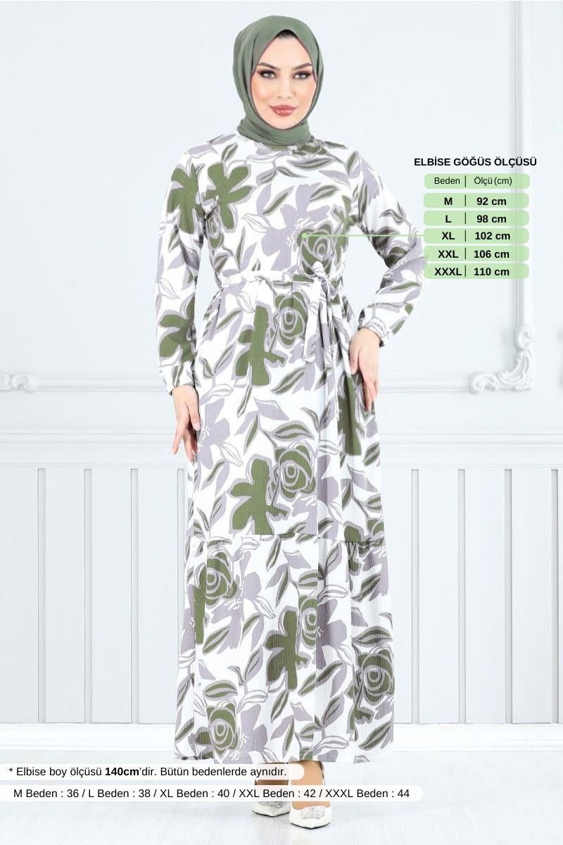 Çiçek Desenli Bürümcük Elbise 5010UZ1029-M görsel 4