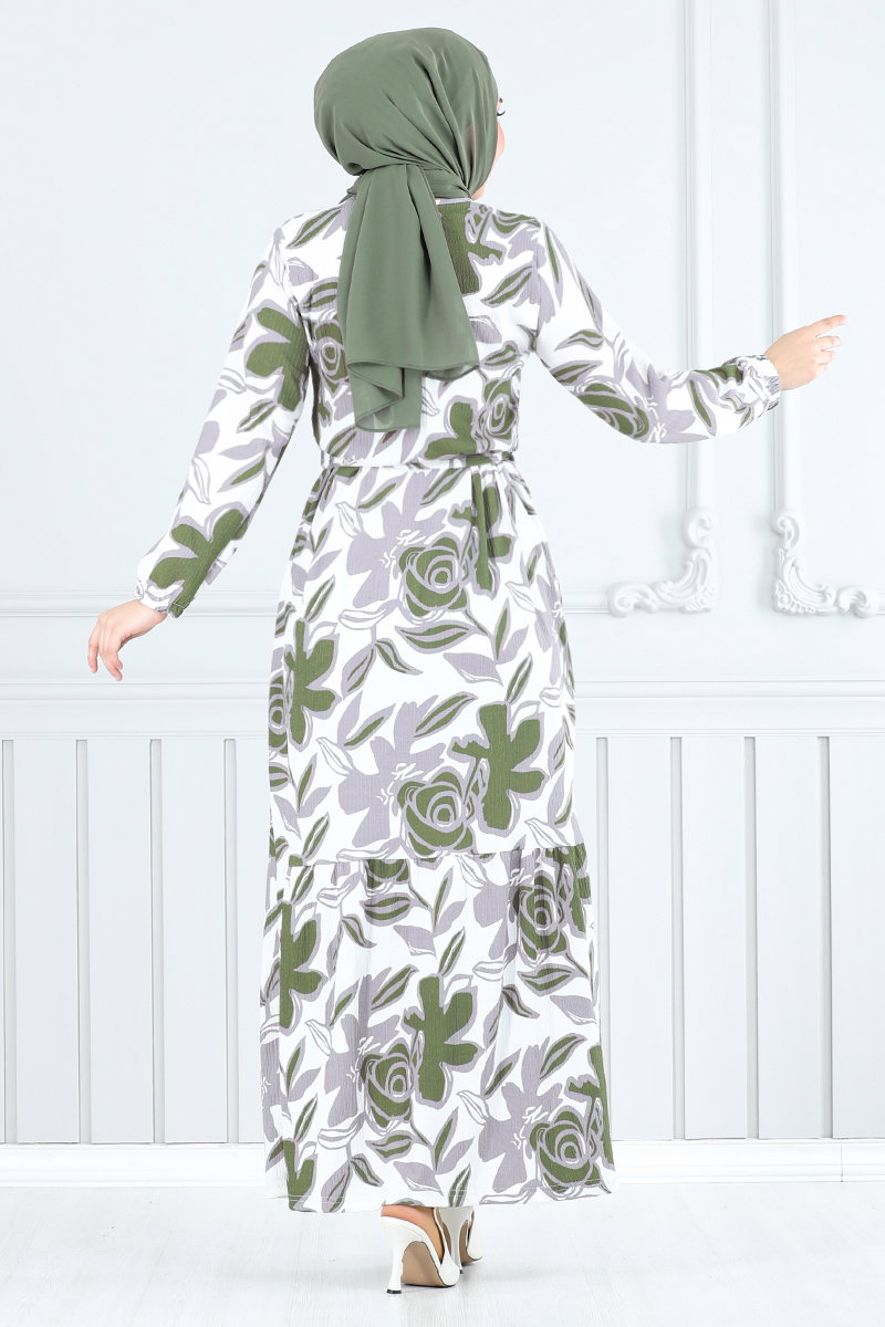 Çiçek Desenli Bürümcük Elbise 5010UZ1029-M görsel 3