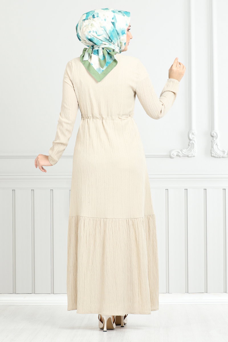 Beli Bağcıklı Tesettür Elbise 779ASE1099-M görsel 4