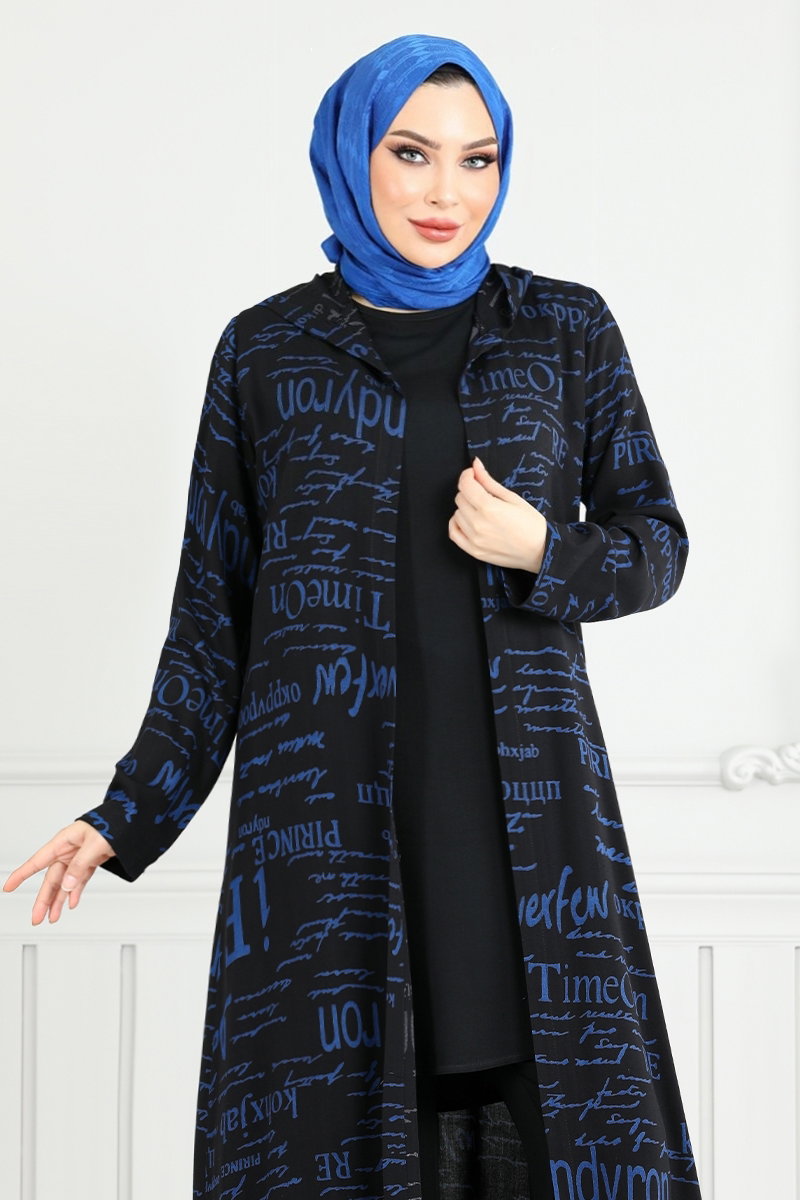 Desenli Üçlü Tesettür Kombin 4012BGS895-M görsel 3