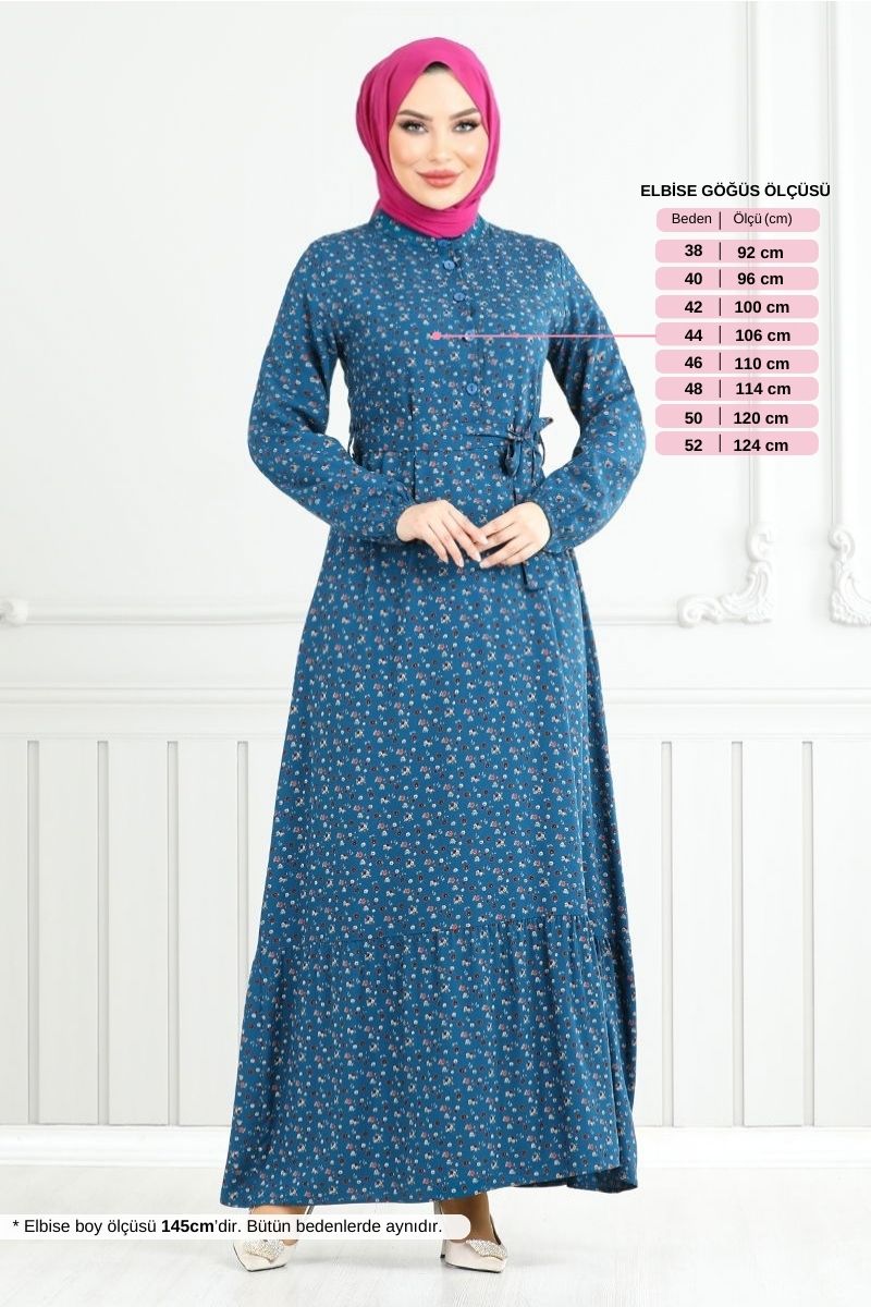Çiçek Desenli Elbise 4069ZNN894-M