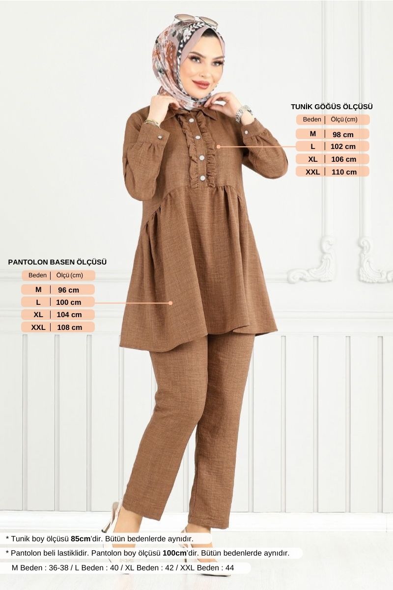 Önü Fırfırlı Keten Takım 6093TGE913-M
