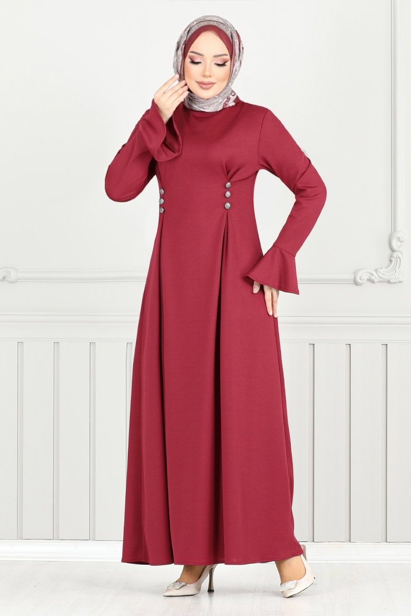 Aksesuar Düğmeli Elbise 9141PL940-M görsel 5