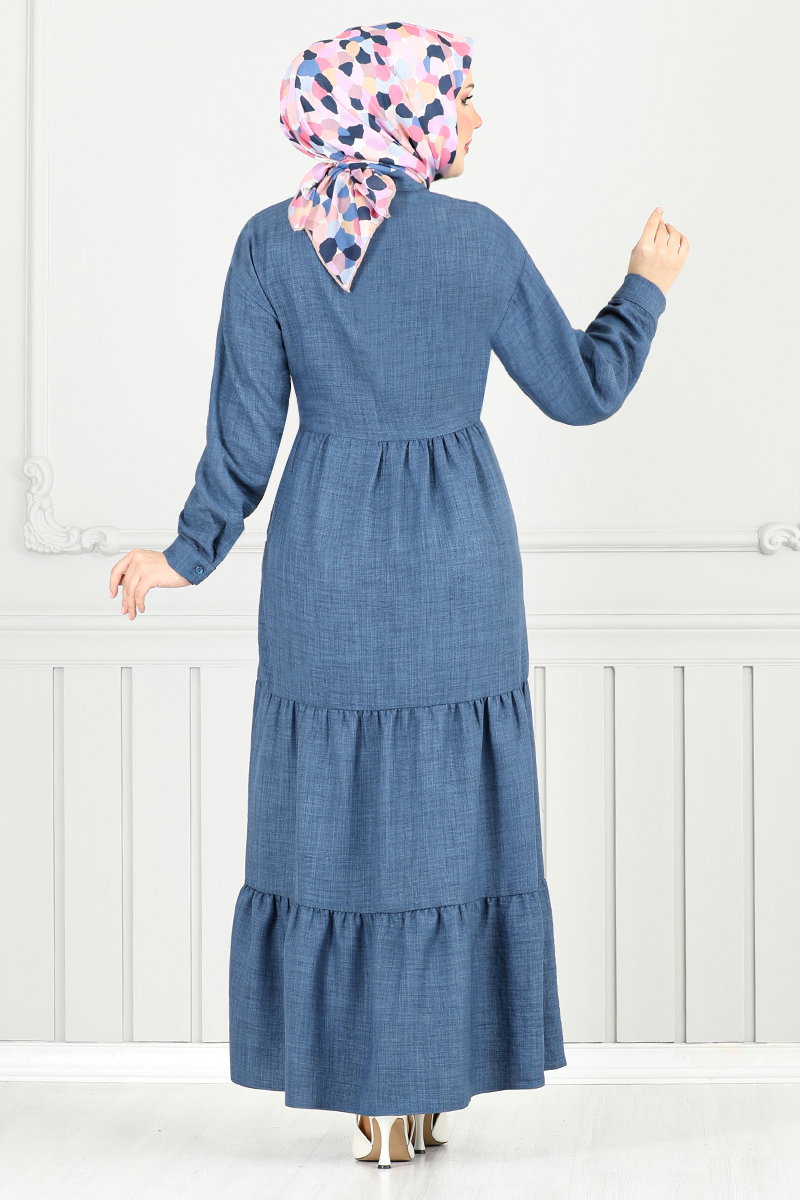Beli Bağlamalı Elbise 16162BSK984-M görsel 4