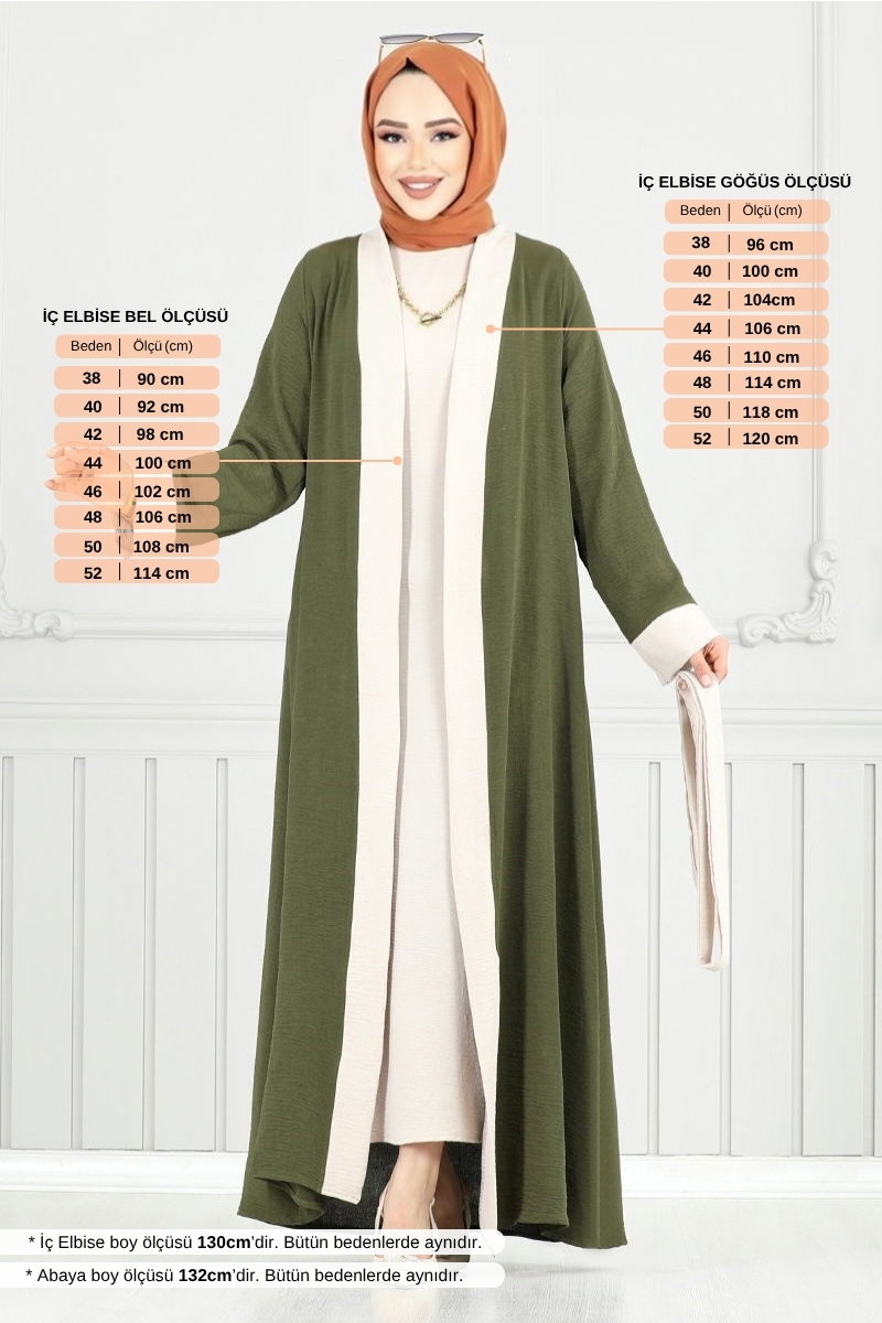 Beli Kemerli Abaya Takım 0339BGS895-M