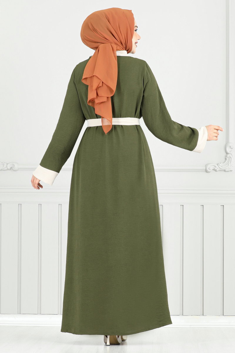 Beli Kemerli Abaya Takım 0339BGS895-M görsel 4