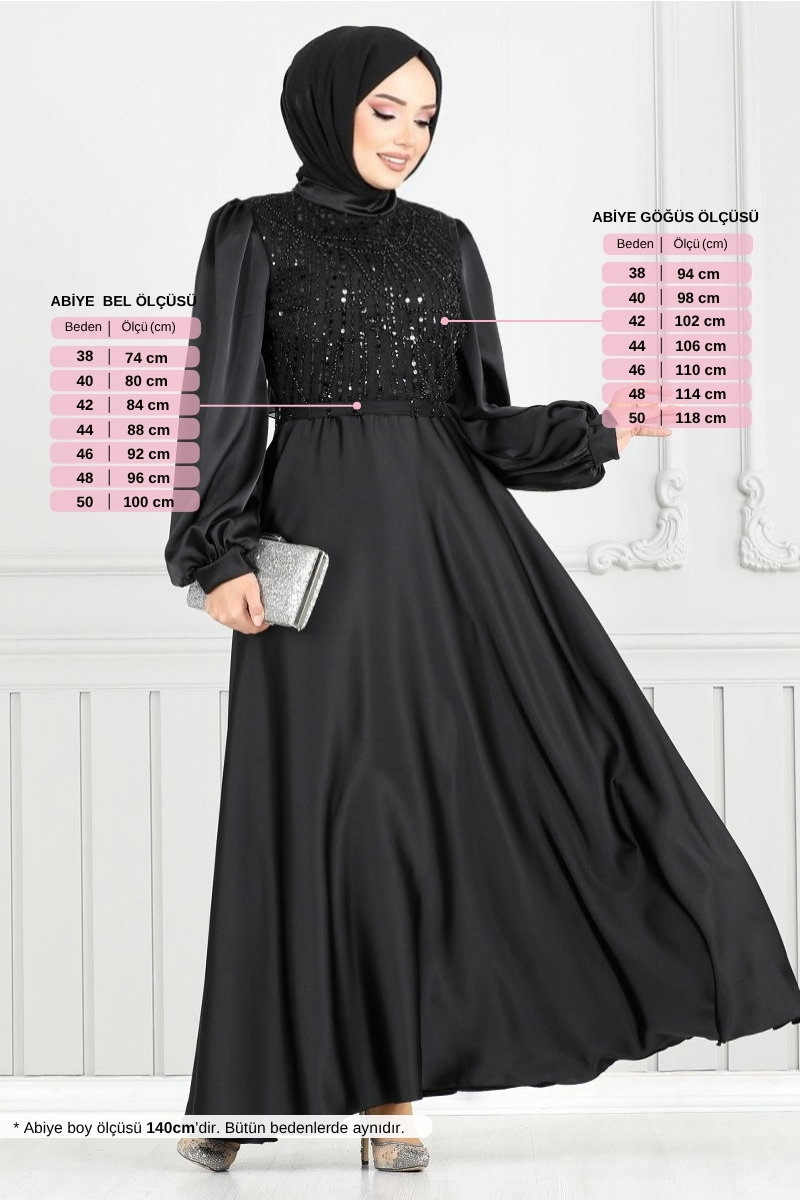 Pul Detay Saten Abiye 5691END900-M