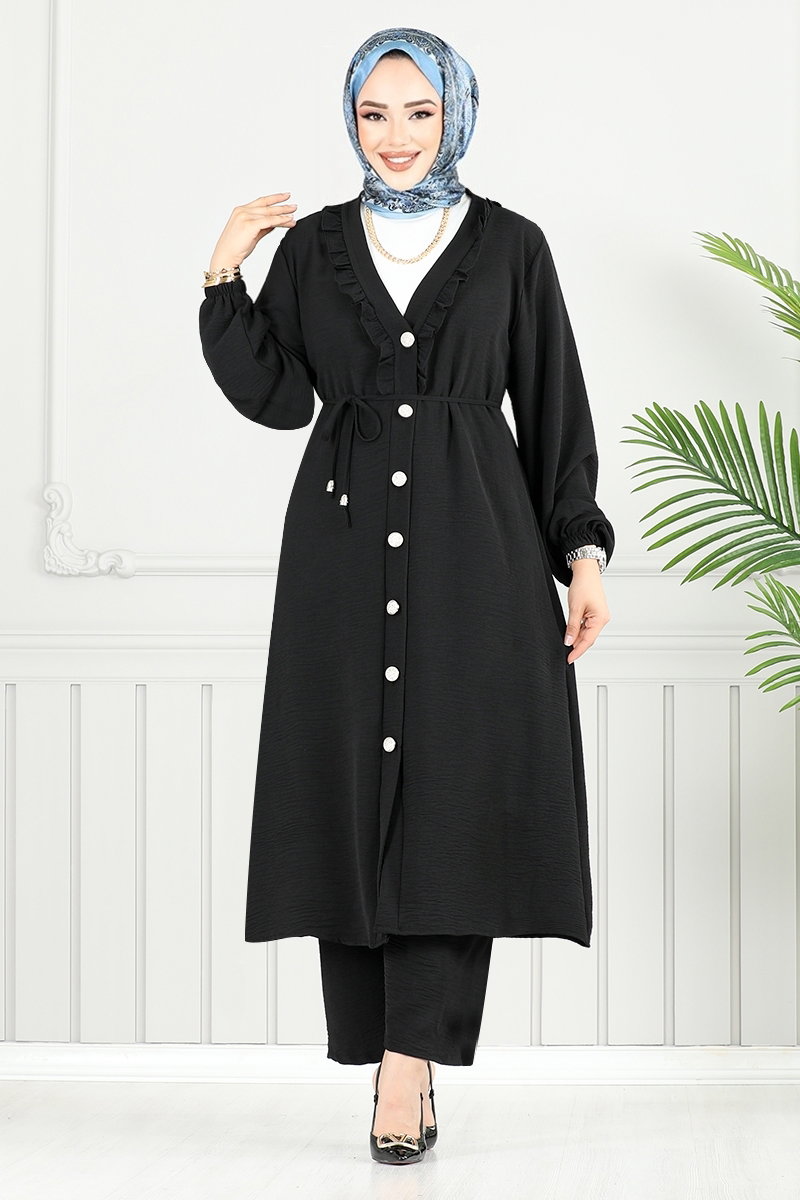 Beli Bağcıklı Tesettür Takım 023MR1077-M görsel 5