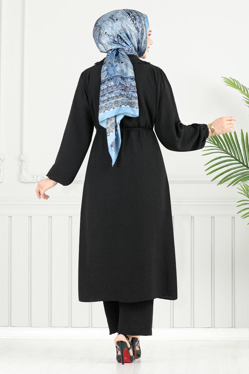 Beli Bağcıklı Tesettür Takım 023MR1077-M görsel 4