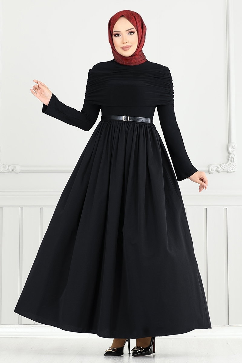 Drape Detay Tesettür Elbise 2421ANT904-M görsel 4
