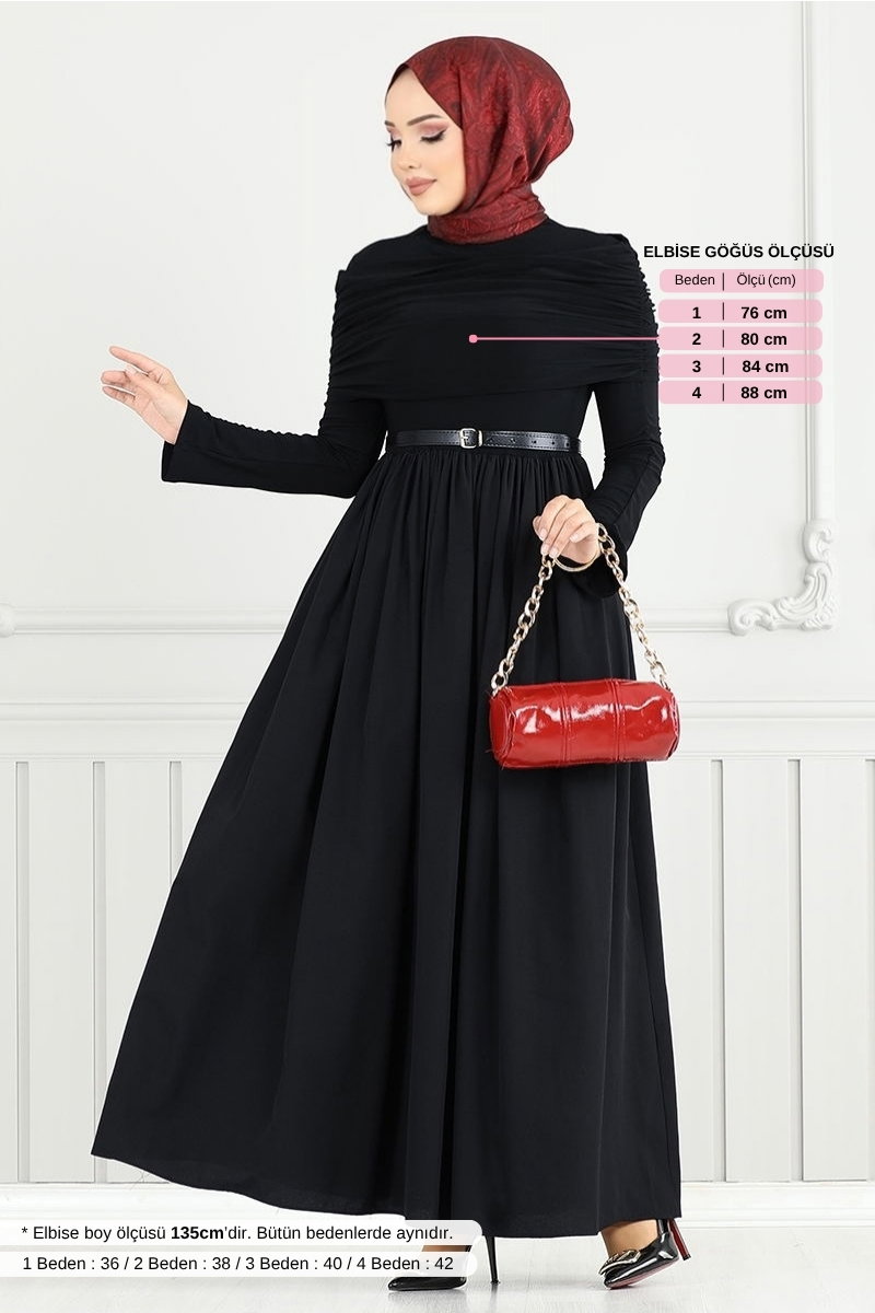Drape Detay Tesettür Elbise 2421ANT904-M