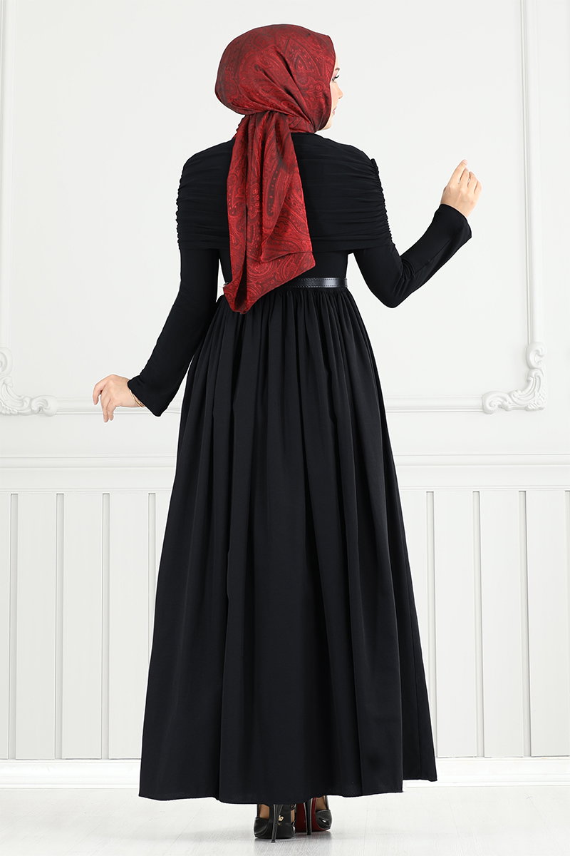 Drape Detay Tesettür Elbise 2421ANT904-M görsel 3