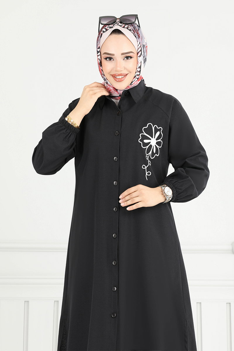 Nakış Detay Tesettür Tunik 4095PM1063-M görsel 3