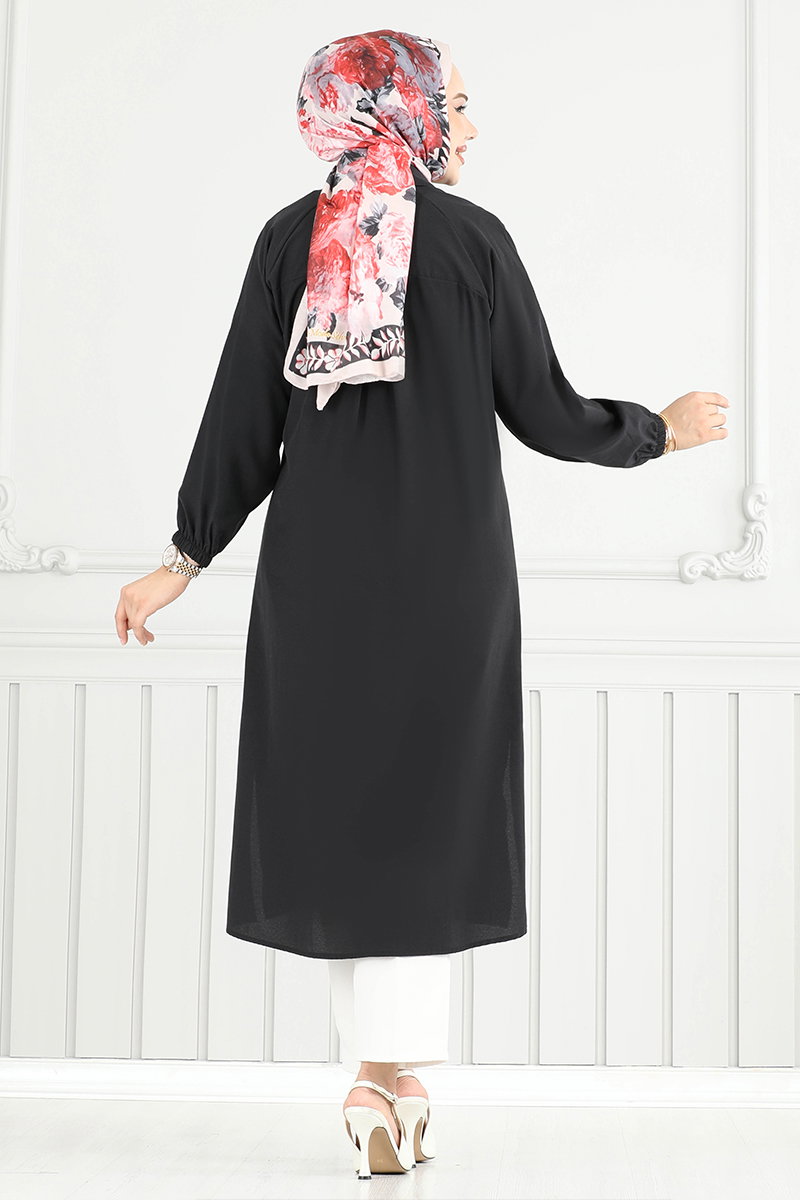 Nakış Detay Tesettür Tunik 4095PM1063-M görsel 4
