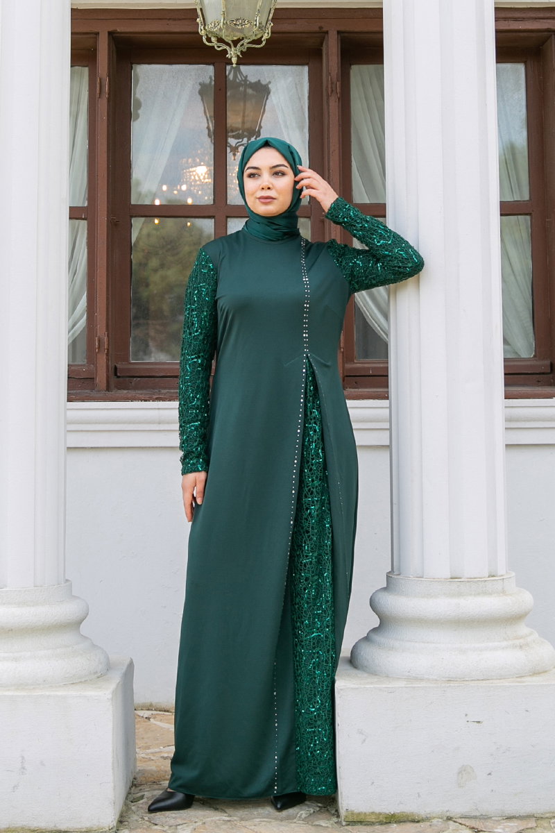 Pul İşlemeli Abiye ASM2546-M görsel 3