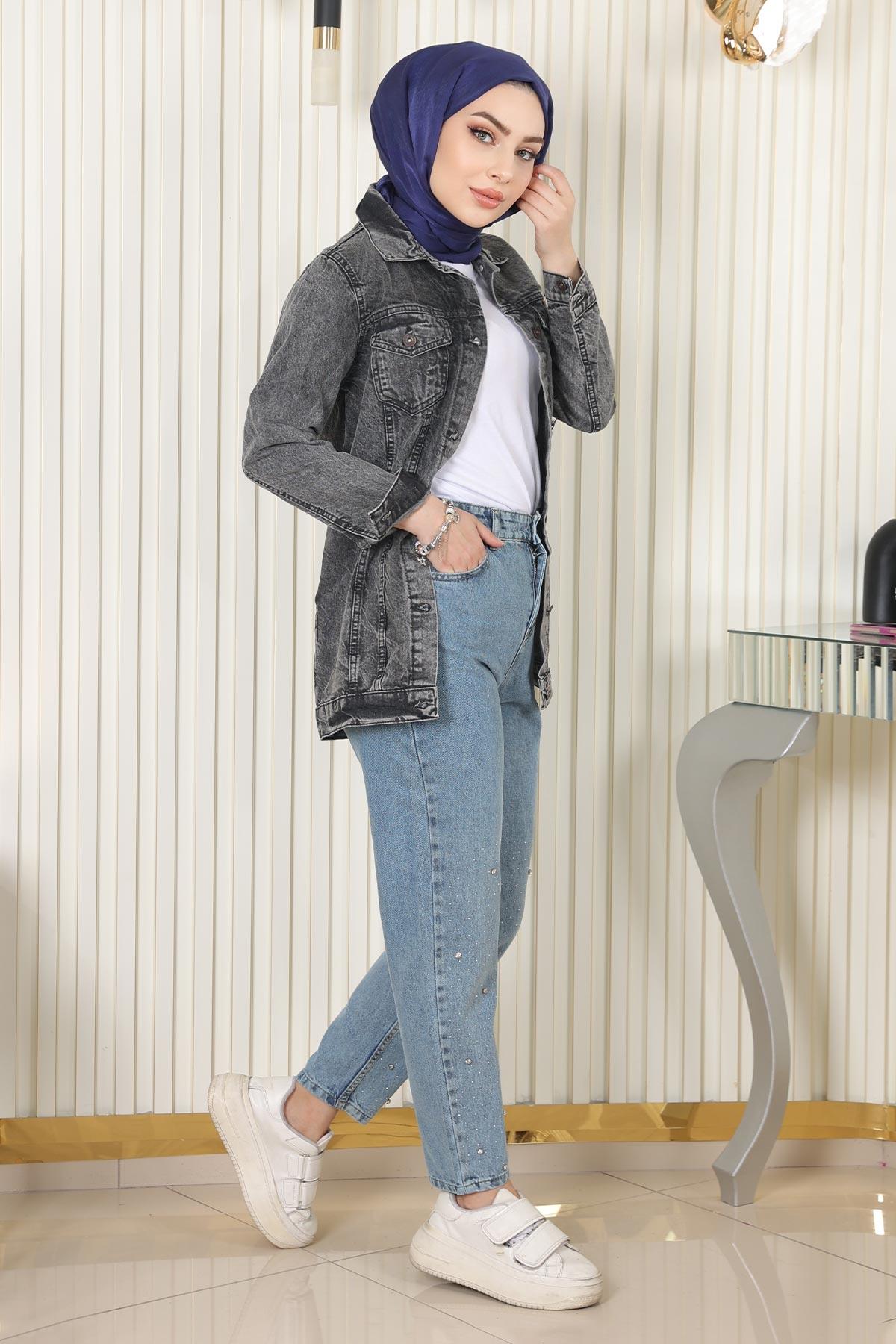 Paçaları Taşlı Pantolon MİH6094-M görsel 5
