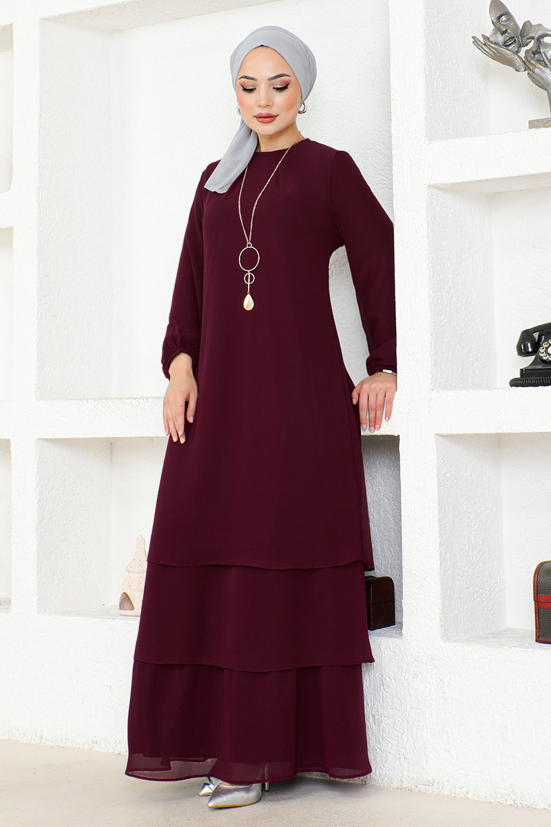 Şifon Tesettür Elbise ASM2698-M