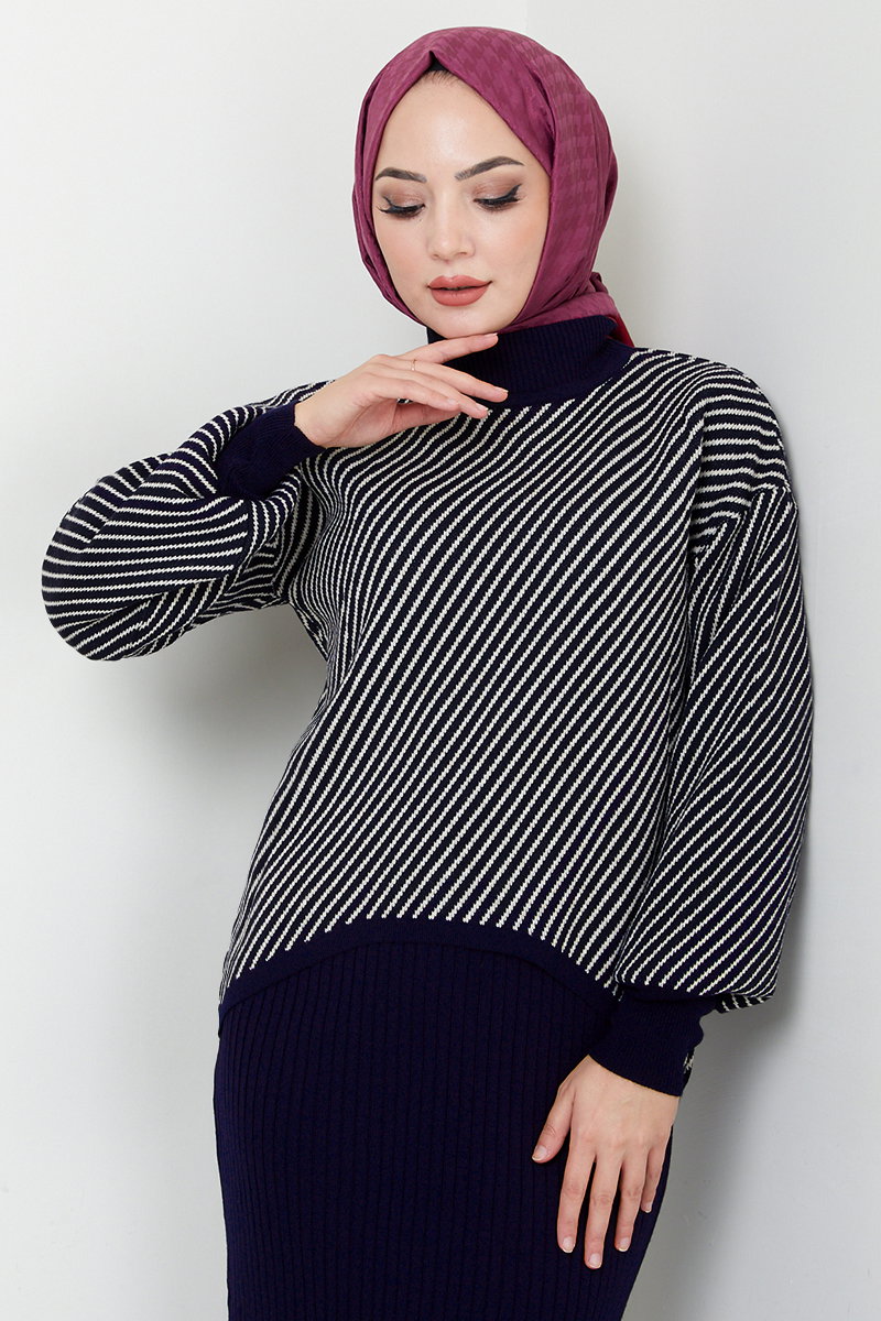 Çizgili Triko Takım 9003UZ1029-M görsel 3