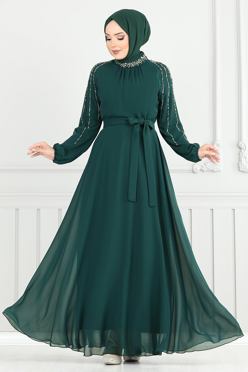 Kolları İşlemeli Abiye 6089LPN909-M