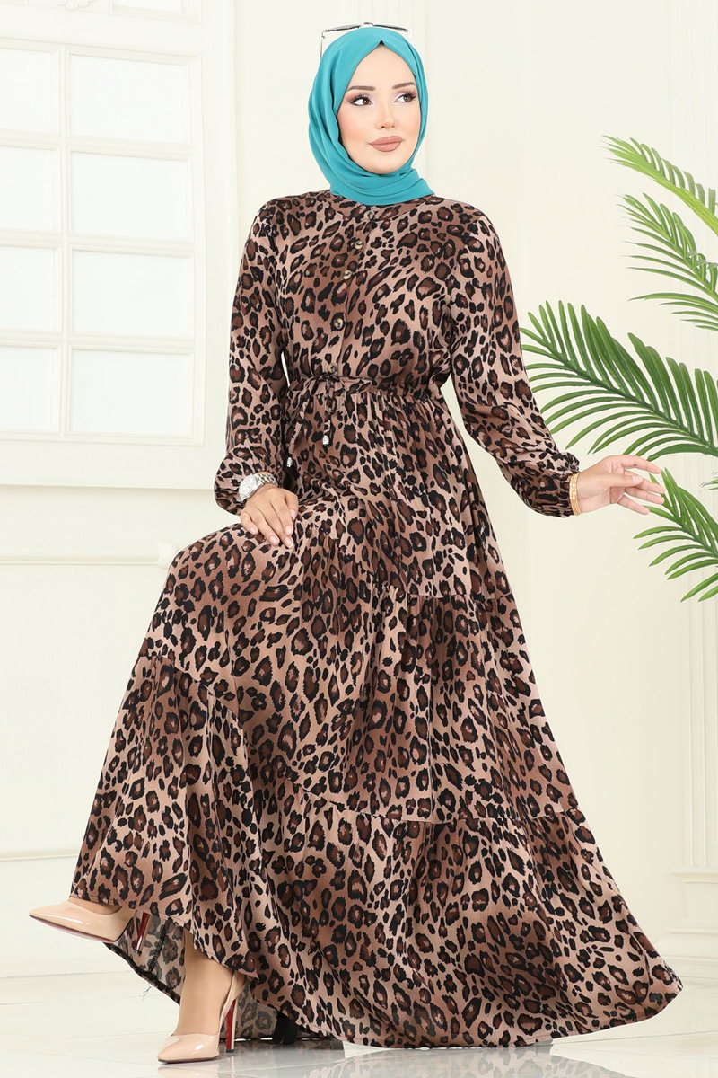 Beli Tünelli Leopar Elbise 7130BG354