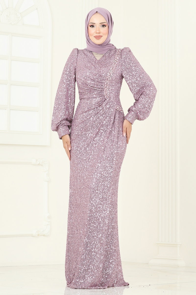 SUAL Önü Drape Detaylı Abiye 5238D170 görsel 3