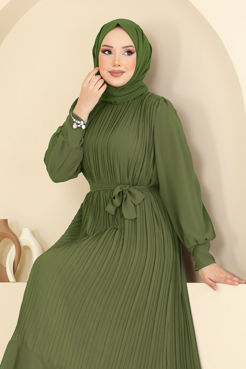 Piliseli Şifon Abiye Elbise 2150MP806 görsel 4