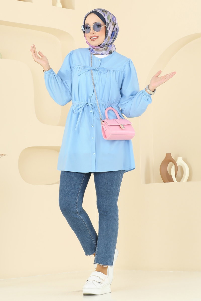 Bağcık Detaylı Poplin Tunik 287ASN888