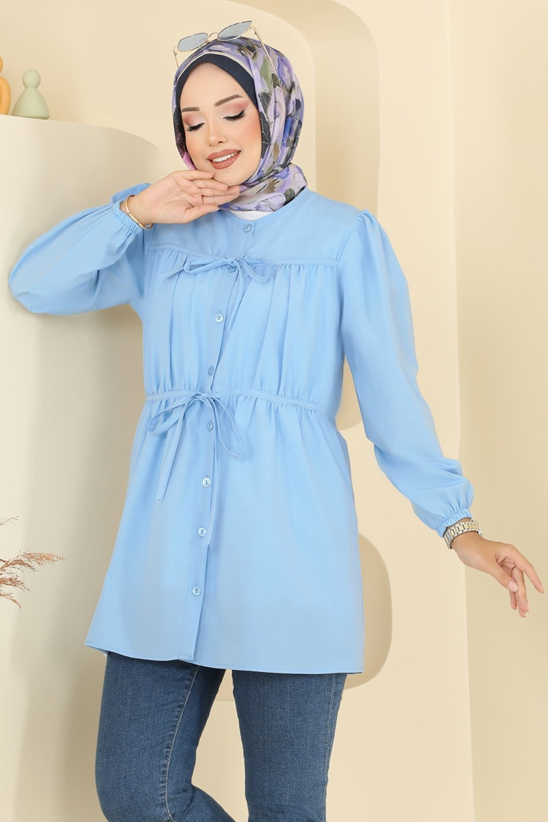 Bağcık Detaylı Poplin Tunik 287ASN888 görsel 3